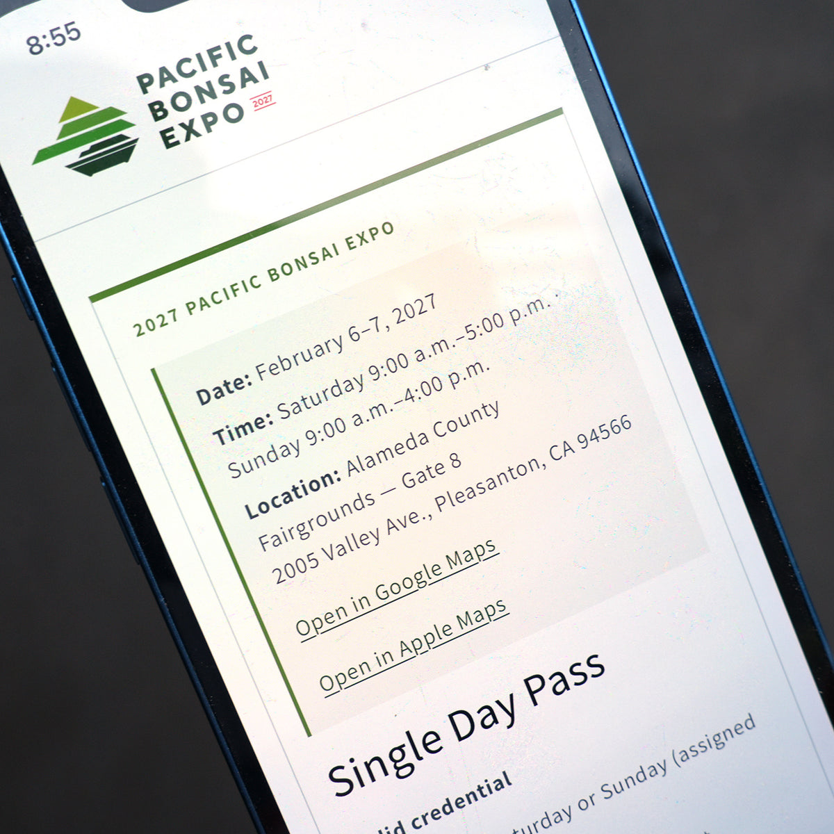 2027 Pacific Bonsai Expo Single Day Pass (Saturday OR Sunday)